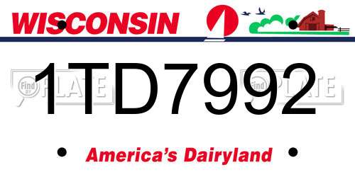 1TD7992 Wisconsin License Plate