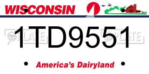 1TD9551 Wisconsin License Plate