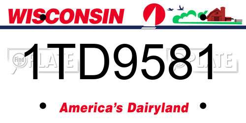 1TD9581 Wisconsin License Plate