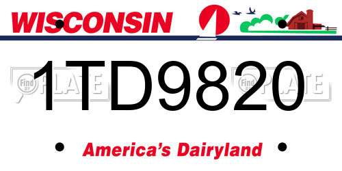 1TD9820 Wisconsin License Plate