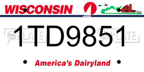 1TD9851 Wisconsin License Plate