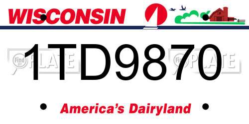 1TD9870 Wisconsin License Plate