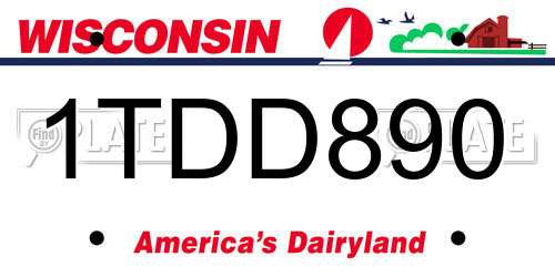 1TDD890 Wisconsin License Plate