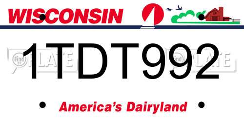1TDT992 Wisconsin License Plate