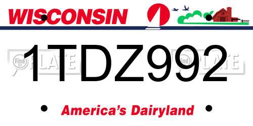 1TDZ992 Wisconsin License Plate