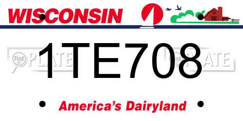1TE708 Wisconsin License Plate