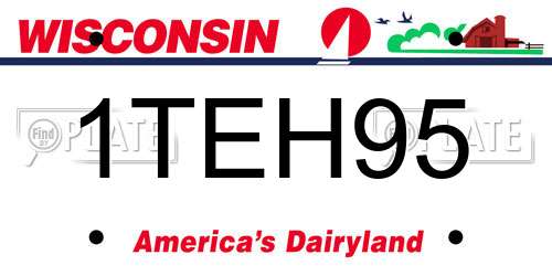 1TEH95 Wisconsin License Plate