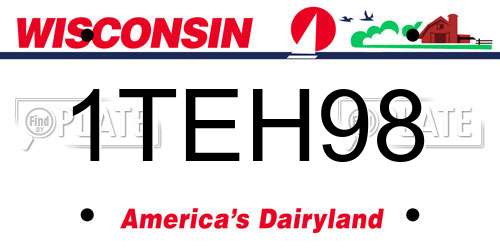 1TEH98 Wisconsin License Plate