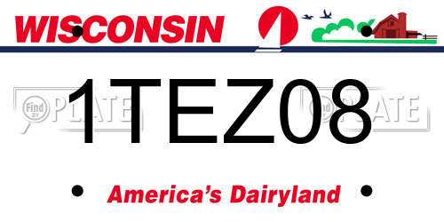 1TEZ08 Wisconsin License Plate