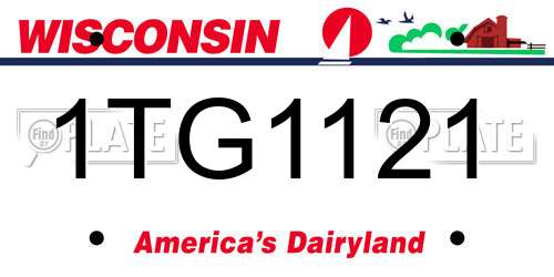 1TG1121 Wisconsin License Plate