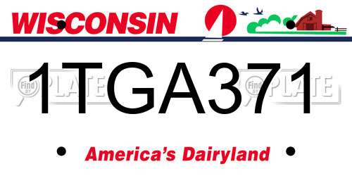1TGA371 Wisconsin License Plate