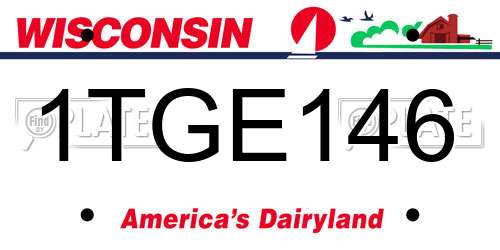 1TGE146 Wisconsin License Plate