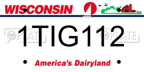 1TIG112 Wisconsin License Plate