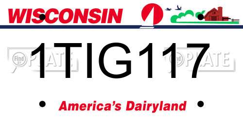 1TIG117 Wisconsin License Plate