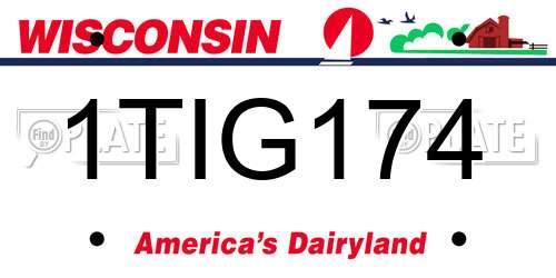 1TIG174 Wisconsin License Plate