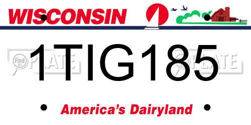 1TIG185 Wisconsin License Plate