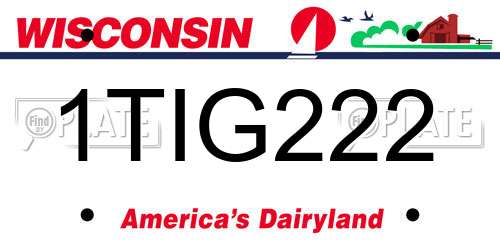 1TIG222 Wisconsin License Plate