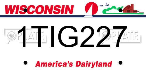 1TIG227 Wisconsin License Plate