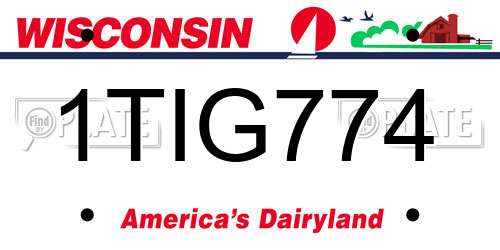1TIG774 Wisconsin License Plate