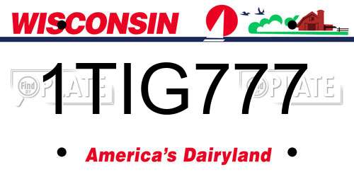1TIG777 Wisconsin License Plate