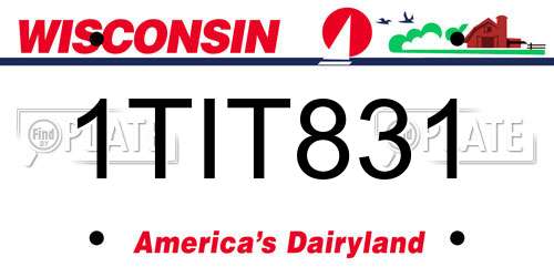 1TIT831 Wisconsin License Plate