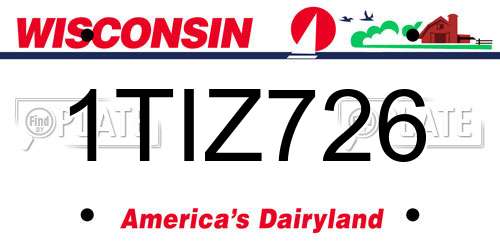 1TIZ726 Wisconsin License Plate