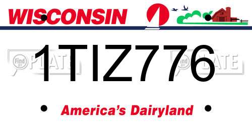 1TIZ776 Wisconsin License Plate
