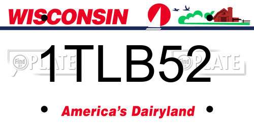 1TLB52 Wisconsin License Plate