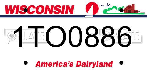 1TO0886 Wisconsin License Plate