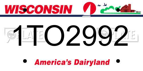 1TO2992 Wisconsin License Plate