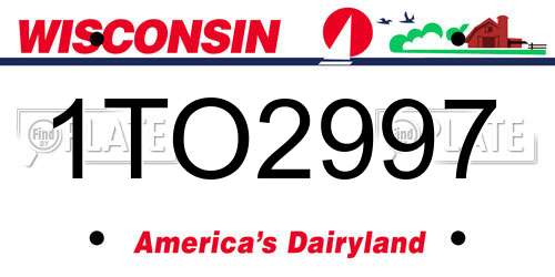 1TO2997 Wisconsin License Plate