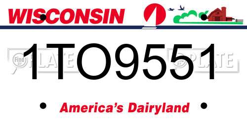 1TO9551 Wisconsin License Plate