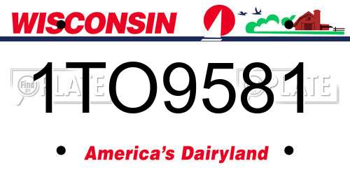 1TO9581 Wisconsin License Plate