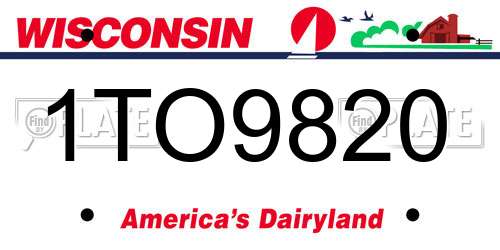 1TO9820 Wisconsin License Plate