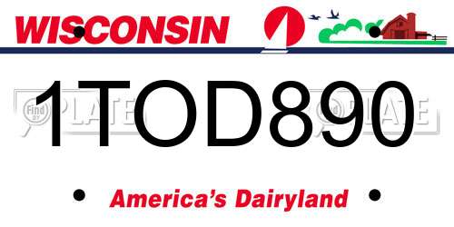 1TOD890 Wisconsin License Plate