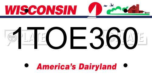 1TOE360 Wisconsin License Plate