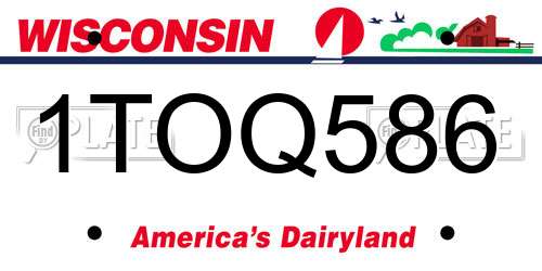 1TOQ586 Wisconsin License Plate