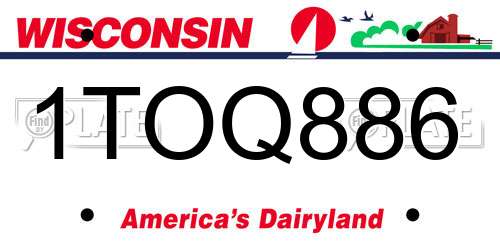 1TOQ886 Wisconsin License Plate
