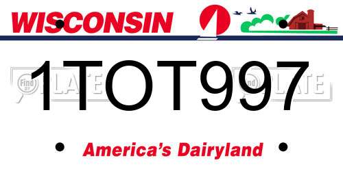 1TOT997 Wisconsin License Plate