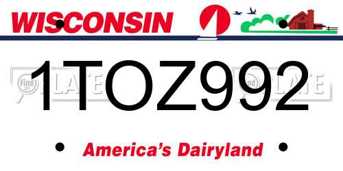 1TOZ992 Wisconsin License Plate