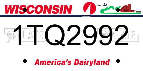 1TQ2992 Wisconsin License Plate
