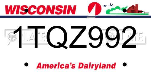 1TQZ992 Wisconsin License Plate