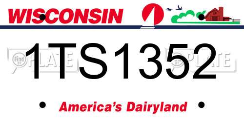 1TS1352 Wisconsin License Plate