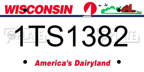 1TS1382 Wisconsin License Plate