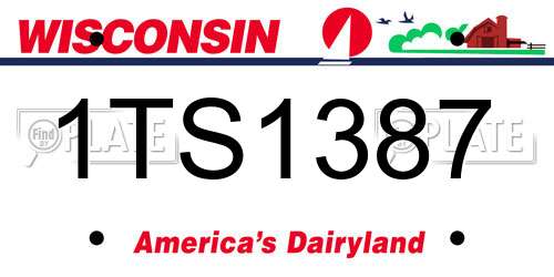 1TS1387 Wisconsin License Plate