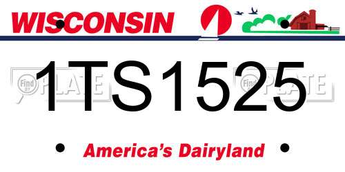 1TS1525 Wisconsin License Plate