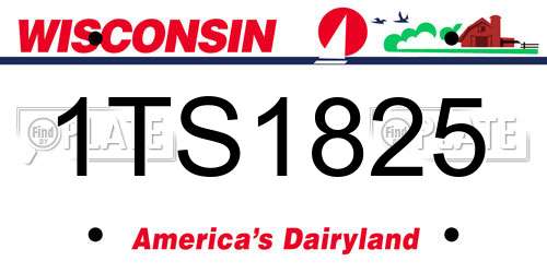 1TS1825 Wisconsin License Plate