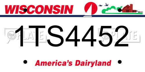 1TS4452 Wisconsin License Plate