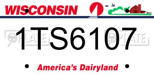 1TS6107 Wisconsin License Plate