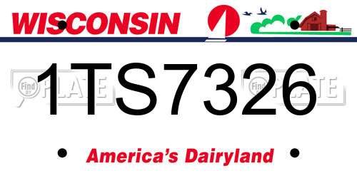 1TS7326 Wisconsin License Plate